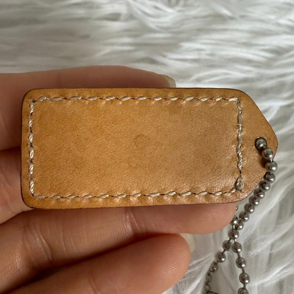 1.5" y2k COACH Vintage Tan Fob Bag Charm Hang tag Hangtag - Picture 2 of 2